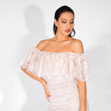 Frilled With Love White Frill Bardot Mini Dress - Fashion Genie Boutique