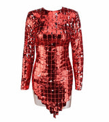 Hayden Red Sequin Long Sleeve Sequin Mini Dress - Fashion Genie Boutique