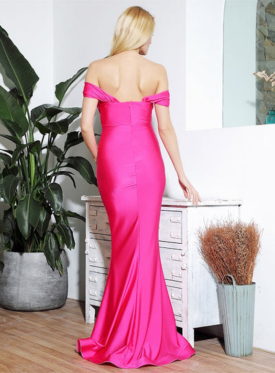 She’s Flawless Pink Bardot Fishtail Maxi Dress - Fashion Genie Boutique