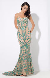 Saints & Sinners Green Glitter Strapless Maxi Dress - Fashion Genie Boutique