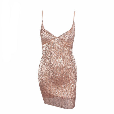 En Vogue Champagne Sequin Mini Dress - Fashion Genie Boutique