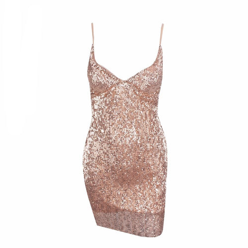 En Vogue Champagne Sequin Mini Dress - Fashion Genie Boutique