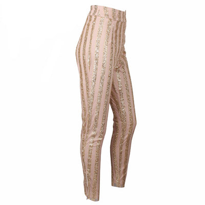 Walk Of Fame Gold & Nude Glitter Skinny Trousers - Fashion Genie Boutique