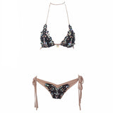 Sunrise Swim Black Crochet Crystal Bikini - Fashion Genie Boutique