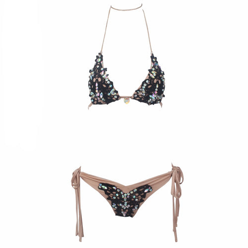 Sunrise Swim Black Crochet Crystal Bikini - Fashion Genie Boutique