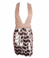 So Gorgeous Rose Gold Plunge Sequin Tassel Mini Dress - Fashion Genie Boutique