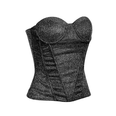 Powerhouse Silver Strapless Glitter Top - Fashion Genie Boutique
