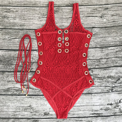 Treasure Island Black Lace Up Swimsuit - Fashion Genie Boutique