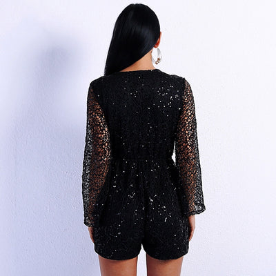 Candy Pants Black Sequin Playsuit - Fashion Genie Boutique