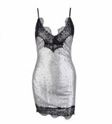 Miss Mayfair Black And Silver Lace Mini Dress - Fashion Genie Boutique