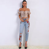Hallie Nude Bardot Crop Top - Fashion Genie Boutique