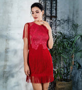 Flaunt It Red Fringe Lace Mini Dress - Fashion Genie Boutique