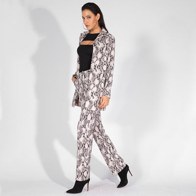 Take It Easy Grey Snake Print Skinny Trousers - Fashion Genie Boutique