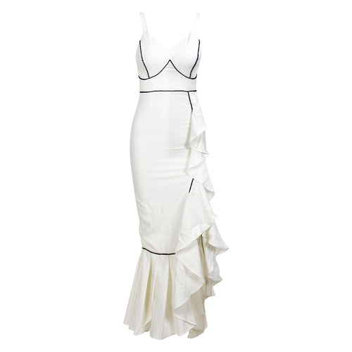 Señorita White Ruffle Maxi Dress - Fashion Genie Boutique