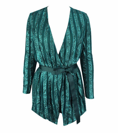 Sally Green Stripe Glitter Playsuit - Fashion Genie Boutique