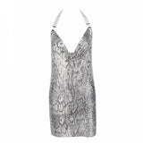 Unleash Me Silver Animal Print Metallic Mini Dress - Fashion Genie Boutique