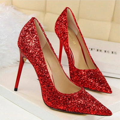 Till the Glitter Ends Red High Heels - Fashion Genie Boutique