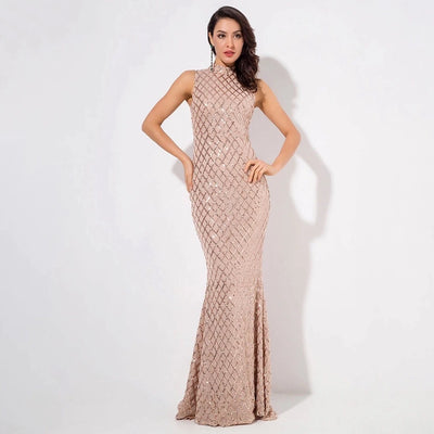 Sparkle Delight Gold Glitter Embellished Maxi Dress - Fashion Genie Boutique
