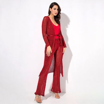 Graceful Ways Red Glitter Knit Cardigan - Fashion Genie Boutique