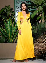 Miami Sun Yellow Long Sleeve Maxi Dress - Fashion Genie Boutique