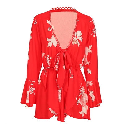 Prairie Daydream Charcoal Floral Print Playsuit - Fashion Genie Boutique