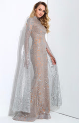 Queen Of The Night Silver Glitter Fishtail Maxi Dress - Fashion Genie Boutique
