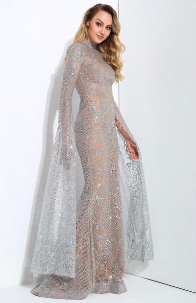 Queen Of The Night Silver Glitter Fishtail Maxi Dress - Fashion Genie Boutique