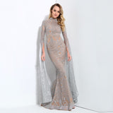 Queen Of The Night Silver Glitter Fishtail Maxi Dress - Fashion Genie Boutique