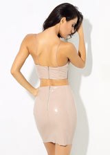Pucker Up Nude Crop Top & Mini Skirt Co-Ord - Fashion Genie Boutique