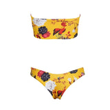Bali Sunset Yellow Floral Strapless Bikini - Fashion Genie Boutique
