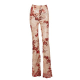 Little Wonder Red Sequin Mesh High Waisted Trousers - Fashion Genie Boutique