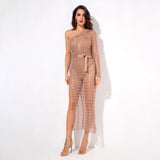 Ready To Glow Rose Gold Glitter Knit Kaftan Dress - Fashion Genie Boutique