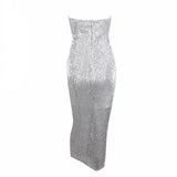 Glam Doll Red Strapless Sequin Midi Dress - Fashion Genie Boutique