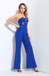 Utter Perfection Cobalt Blue Strapless Wide Leg Jumpsuit - Fashion Genie Boutique