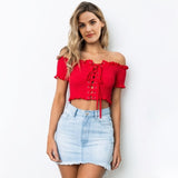 Excuse My Rouge Red Bardot Crop Top - Fashion Genie Boutique