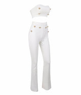 Hot Totty White Crop Top and Trousers Co-Ord - Fashion Genie Boutique