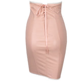 Cross Cross Pink Faux Leather High Waisted Mini Skirt - Fashion Genie Boutique
