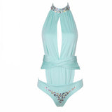 Kimmy Sky Blue Crystal Embellished Swimsuit - Fashion Genie Boutique