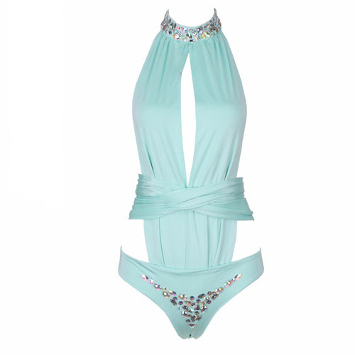 Kimmy Sky Blue Crystal Embellished Swimsuit - Fashion Genie Boutique