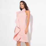 Make Your Move Pink Frill Bodycon Midi Dress - Fashion Genie Boutique