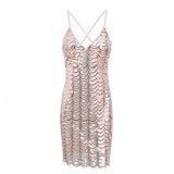 California Girls Rose Gold Scallop Sequin Mini Dress - Fashion Genie Boutique