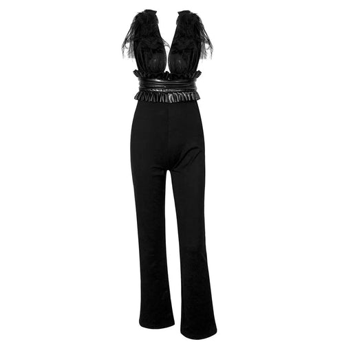 Love Spell Black Mesh Strap Jumpsuit - Fashion Genie Boutique