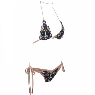 Sunrise Swim Black Crochet Crystal Bikini - Fashion Genie Boutique