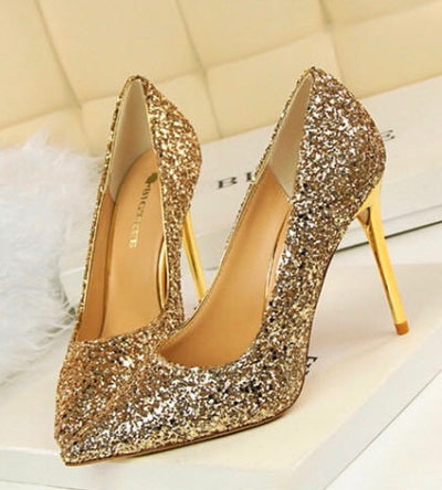 Till the Glitter Ends Gold High Heels - Fashion Genie Boutique