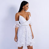Yolanda White Cold Shoulder Skater Mini Dress - Fashion Genie Boutique