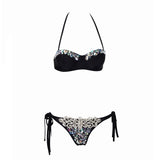 Beach Beauty Black Crystal Bikini Swimsuit - Fashion Genie Boutique