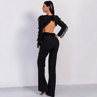 Vogueing Black Frill Sleeve Jumpsuit - Fashion Genie Boutique