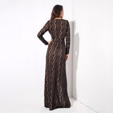 Walking Goddess Black Long Sleeve Double Split Maxi Dress - Fashion Genie Boutique
