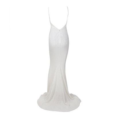 Goal Digger White Embellished Sequin Maxi Dress - Fashion Genie Boutique