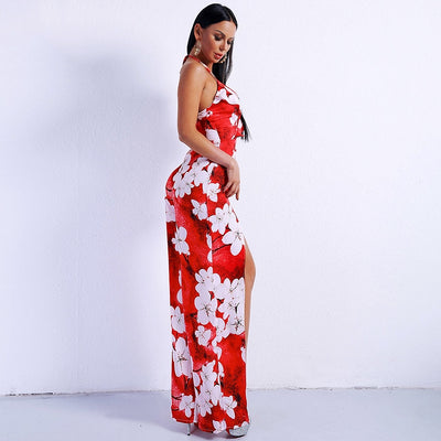 Fashion Crowd Red Multi Floral Jumpsuit - Fashion Genie Boutique